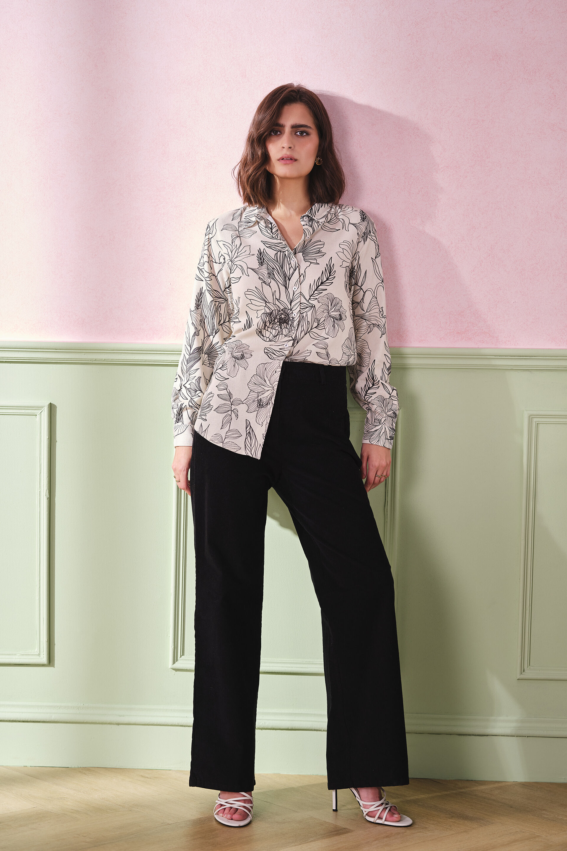 Graphic Garden Viscose Top, Cream, image 6